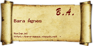 Bara Ágnes névjegykártya
